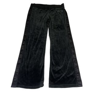 Vintage Harley Davidson Velour Pants Women's Medium Lounge Baggy Wide Leg Y2K